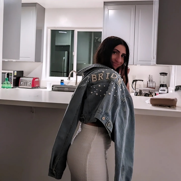 Custom Made Bride Crop Jean Jacket - Picture 2 of 5